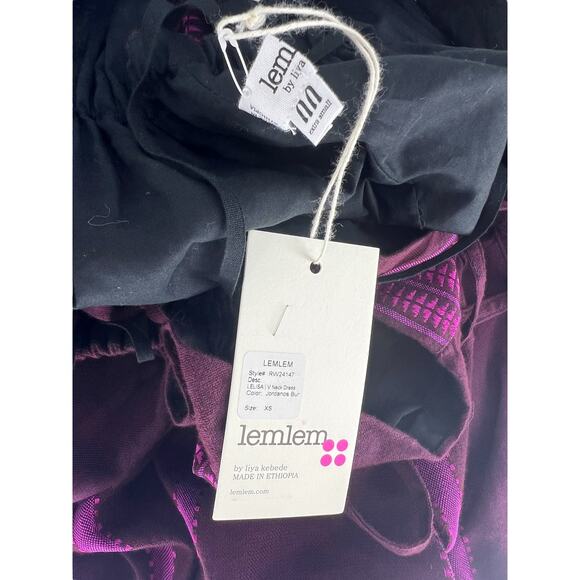 Lemlem Lelisa V-Neck Dress in Jordanos Burgundy - Picture 9 of 14